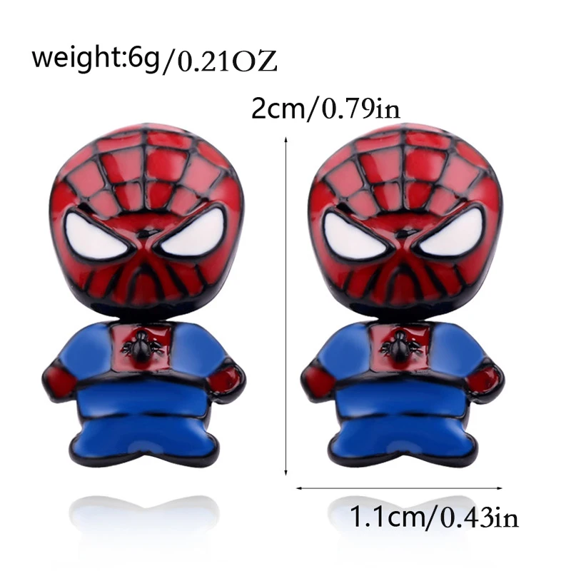 Marvel The Avengers Iron Man Spiderman Earrings for Women Men High Quality Ear Pendientes Jewelry