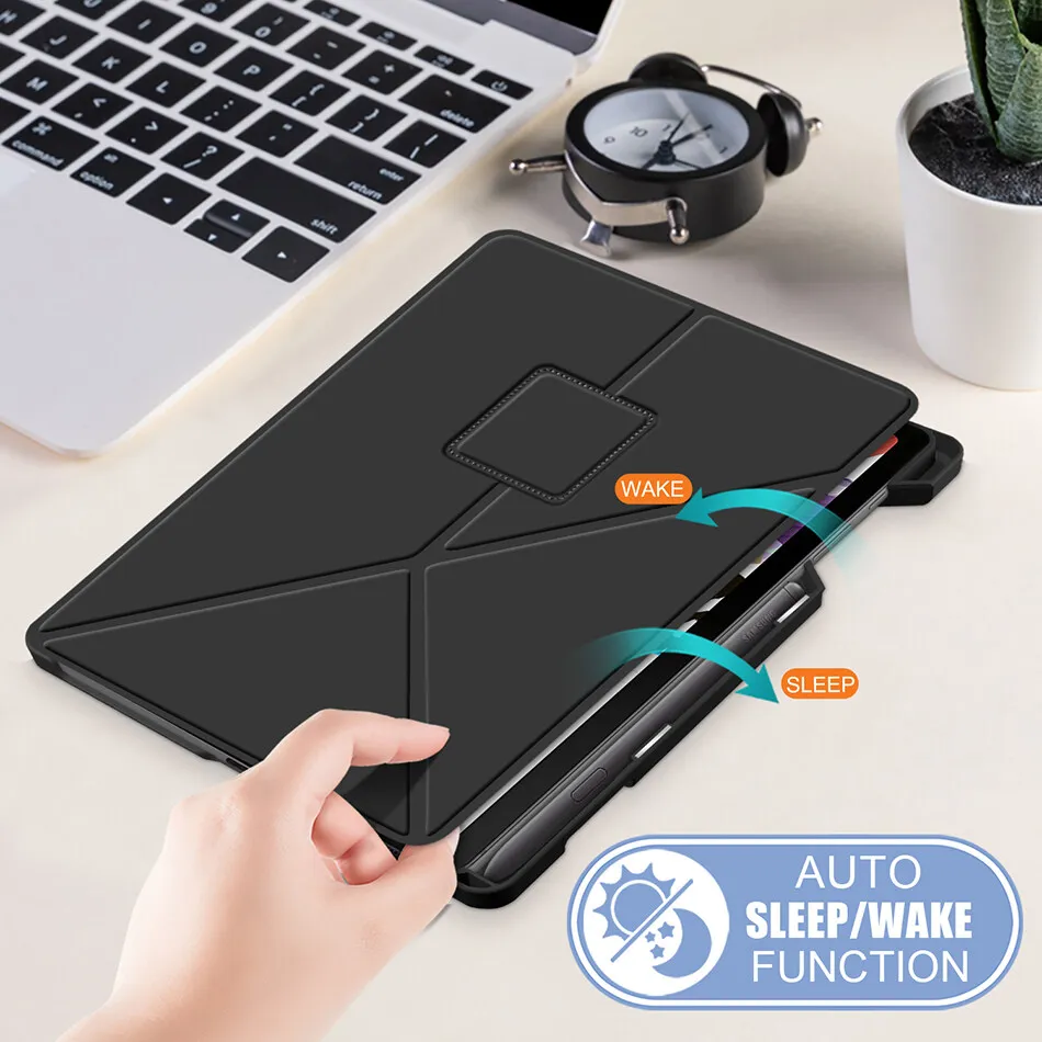 Trifold Kickstand PU Leather Case for Samsung Galaxy Tab S6 Lite 10.4 P610 P615 P613 P619 Smart Cover with Auto Sleep Wake UP