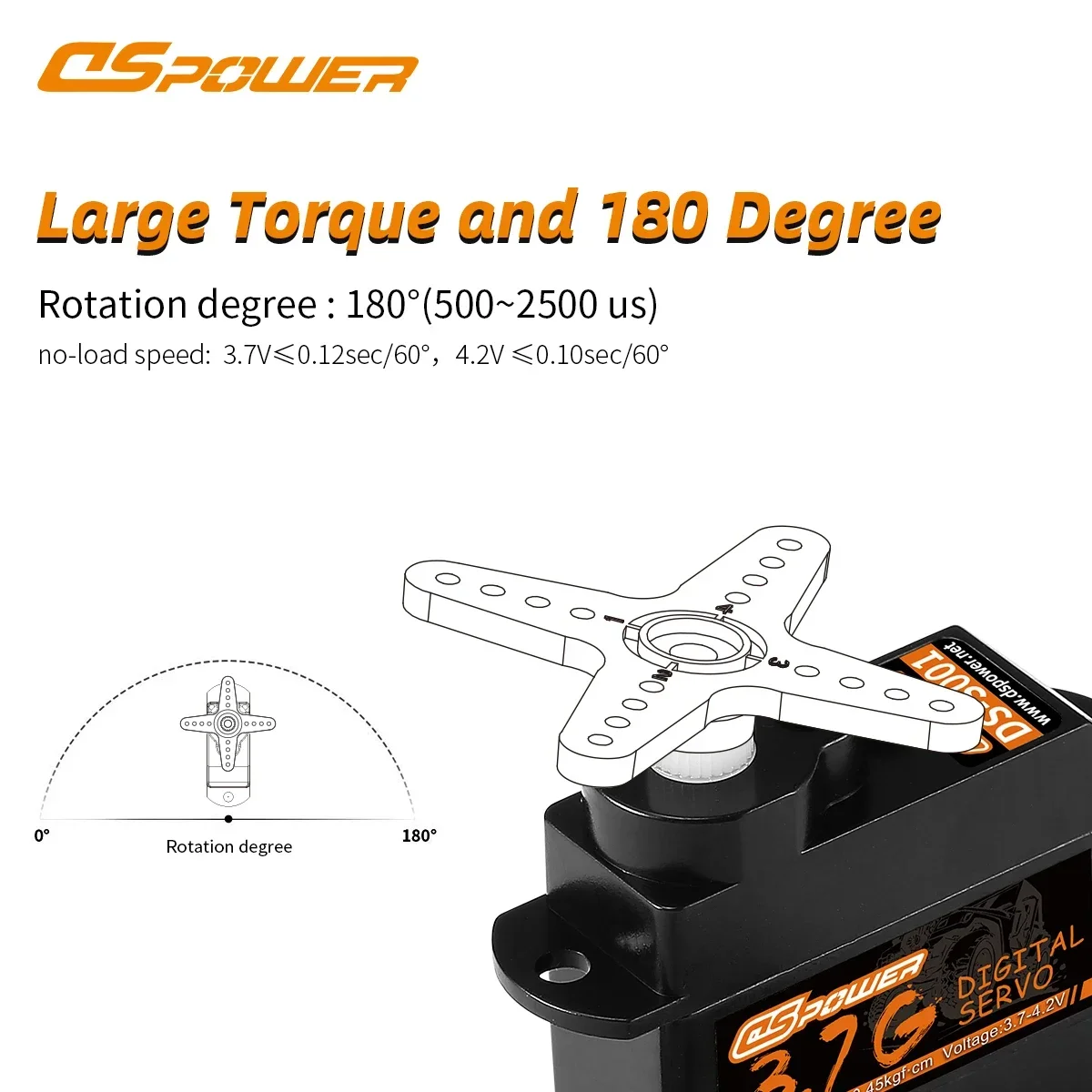 DSPOWER DS-S001 3.7g Micro Coreless RC Servo Plastic Gear Digital JST 5Pin for RC Drone Fixed-wing Plane Helicopter 3D Aircraft