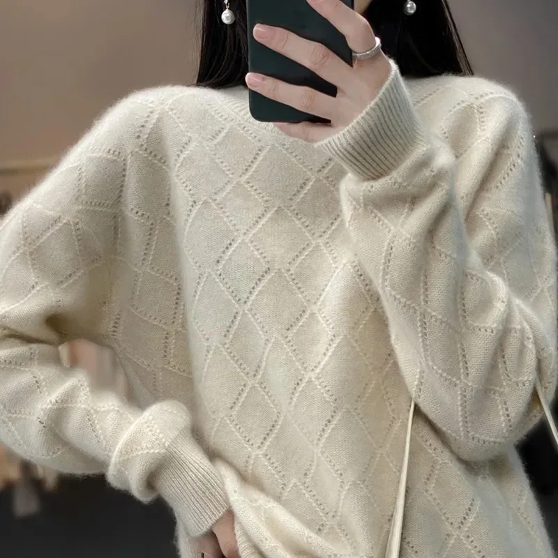 2024 Autumn Winter Fashion Women Knitted Sweaters Basic Solid Pullovers Korean Knitted Slim-fit Female Long Sleeve Tops Sweater