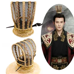 Hanfu Headdress Men Vintage Gold Plated Crown Hairpin Tang Dynasty Court Cosplay Hanfu Accessories Hair Crown For Men Women