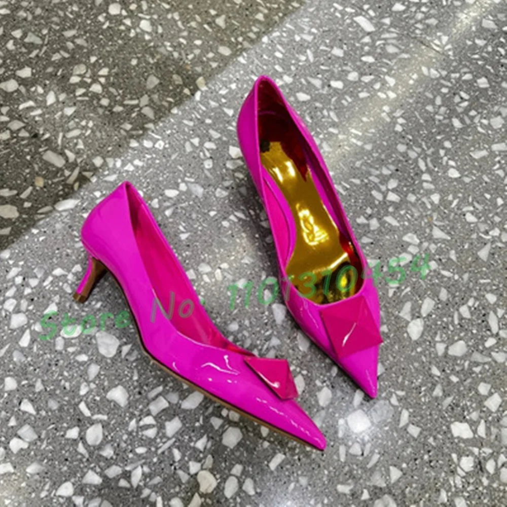 Crystal Rivet Red Pumps Women Luxury Party Bright Leather High Heels Shoes Sexy New Fashion Pointy Design For Lady Summer Shoes