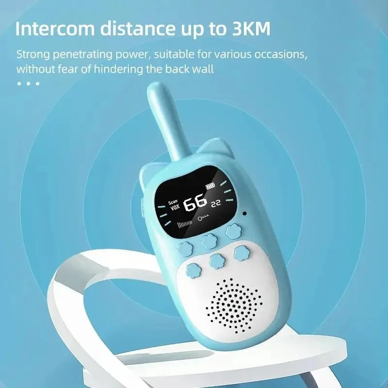 2 pçs crianças mini walkie talkie recarregável 1000mah portátil 0.5w 3km rádio transceptor interfone criança brinquedos de natal presentes