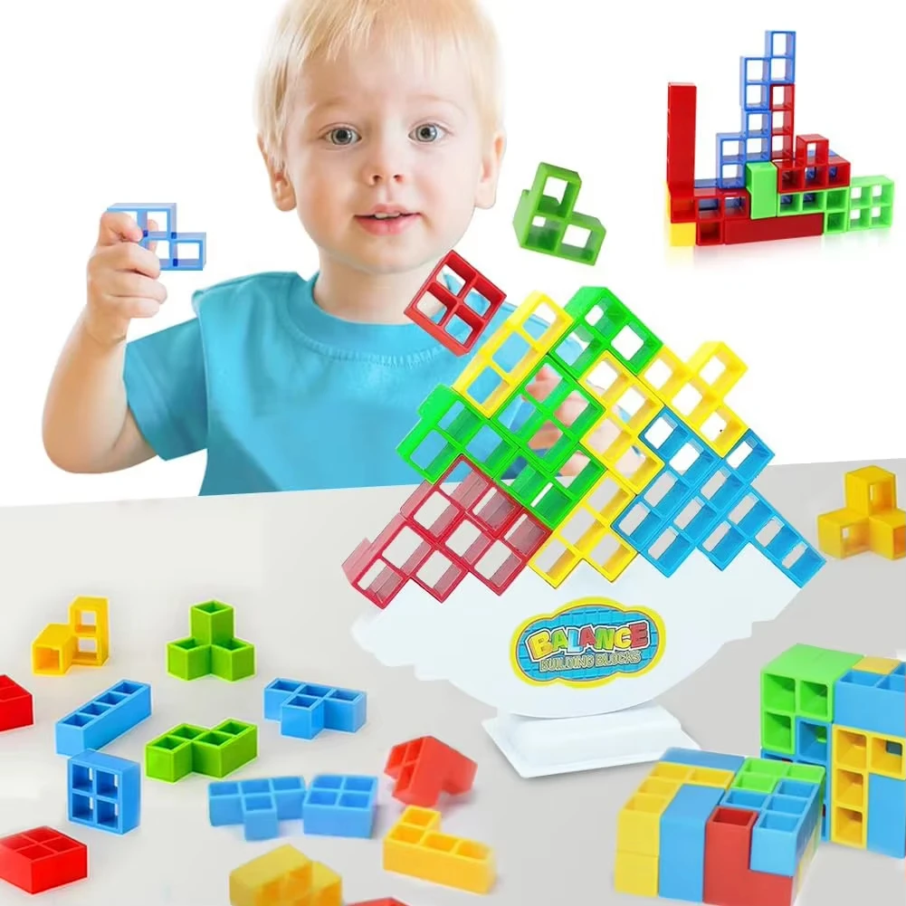 Kids Balance Stacking Toys 3D Tetra Tower Game Building Blocks Puzzle Board Family Game Interactive Educational Toys forChildren