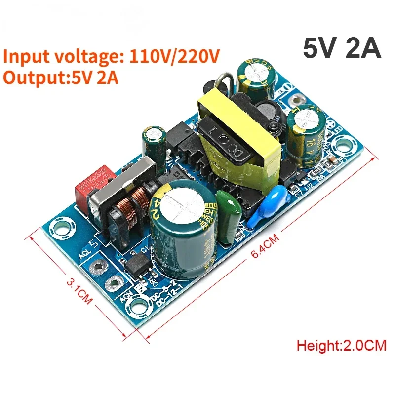 AC 110V 220V to DC 5V Industrial Power Module Bare Board 2A for Replacing Repairing AC-DC Power Supply