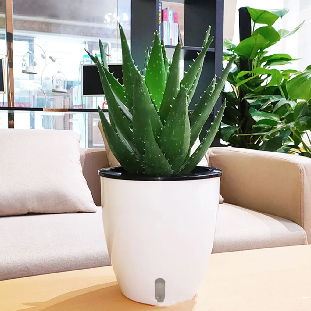 White Innovative Self Watering Plant Pot Easy To Maintain Small Spaces Flower Pots Plant Pots white 130（13*13cm）