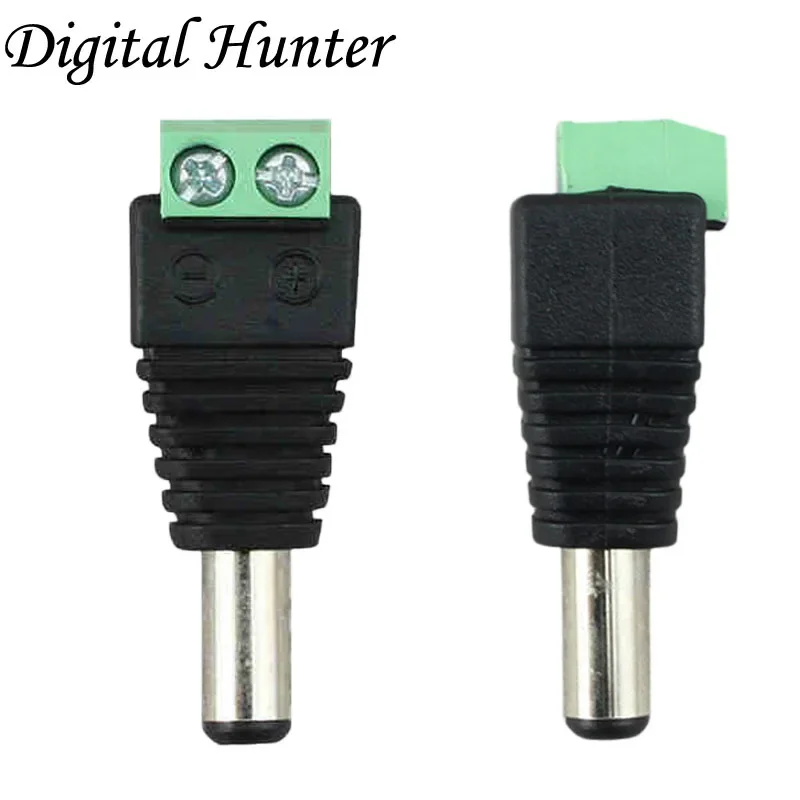 2PC 5.5mm x 2.1mm Male CCTV LED DC Power Plug Jack Adapter