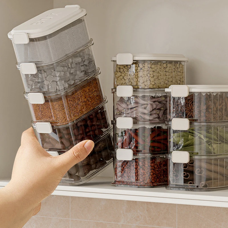 

Stackable Spice Storage Containers - Airtight Multi-Use Kitchen Organizers for Spices, Cereal, Coffee & Dry Food