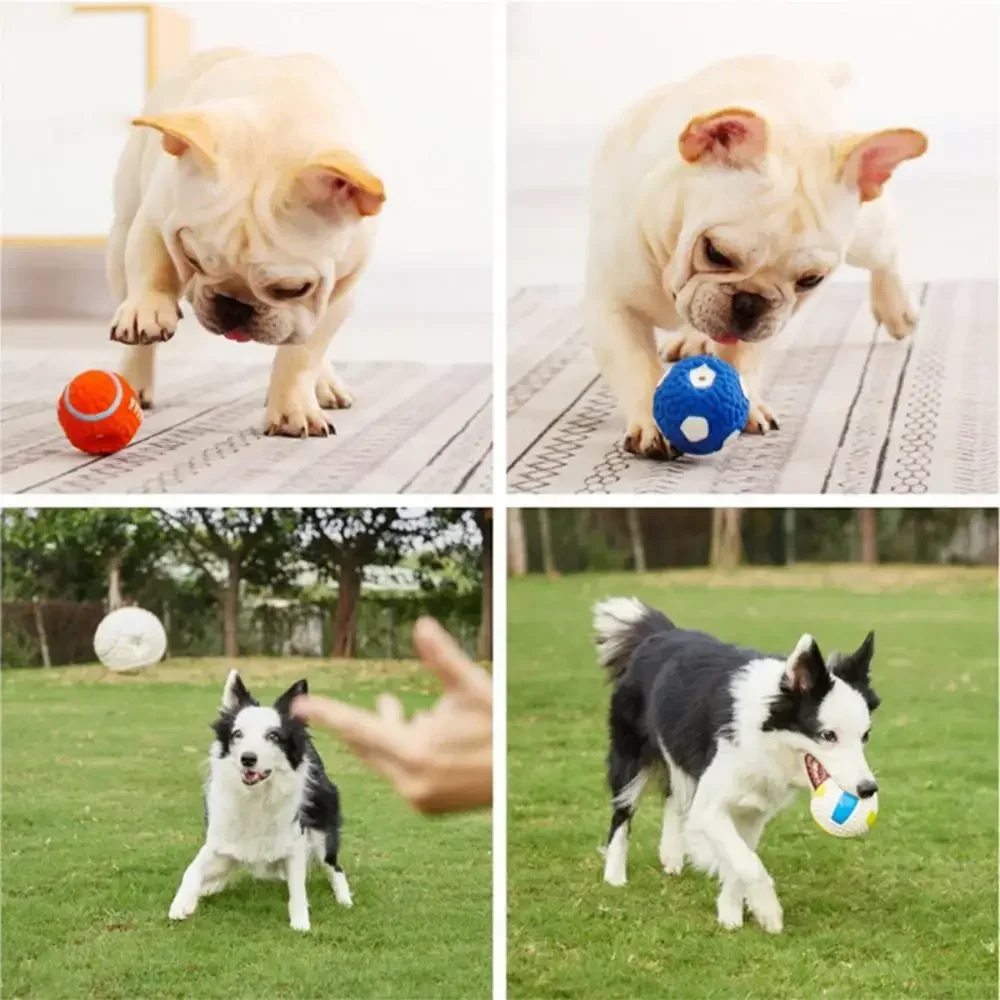1 Stück 3er-Set Quietschende Hundespielbälle für Kleine und Große Hunde Bissresistent Zahnpflege-Kauspielzeug Interaktiver Welpen-Spielball – Detail 2