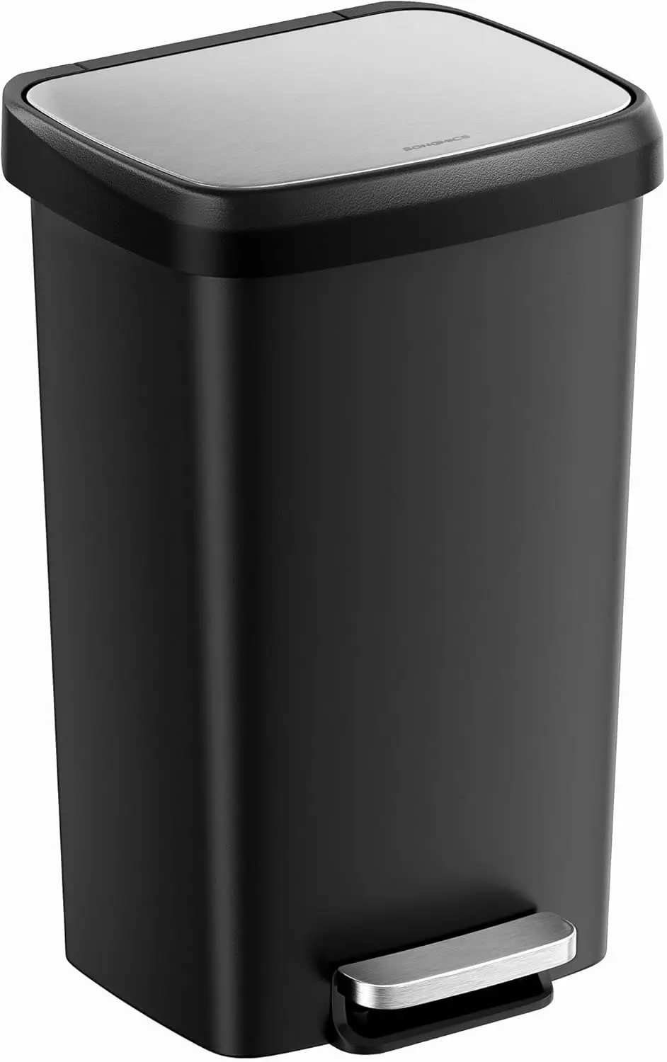 

12-Gallon Kitchen Trash Can with Soft Close Lid, Pedal, Wheels and Odor Control in Ink Black