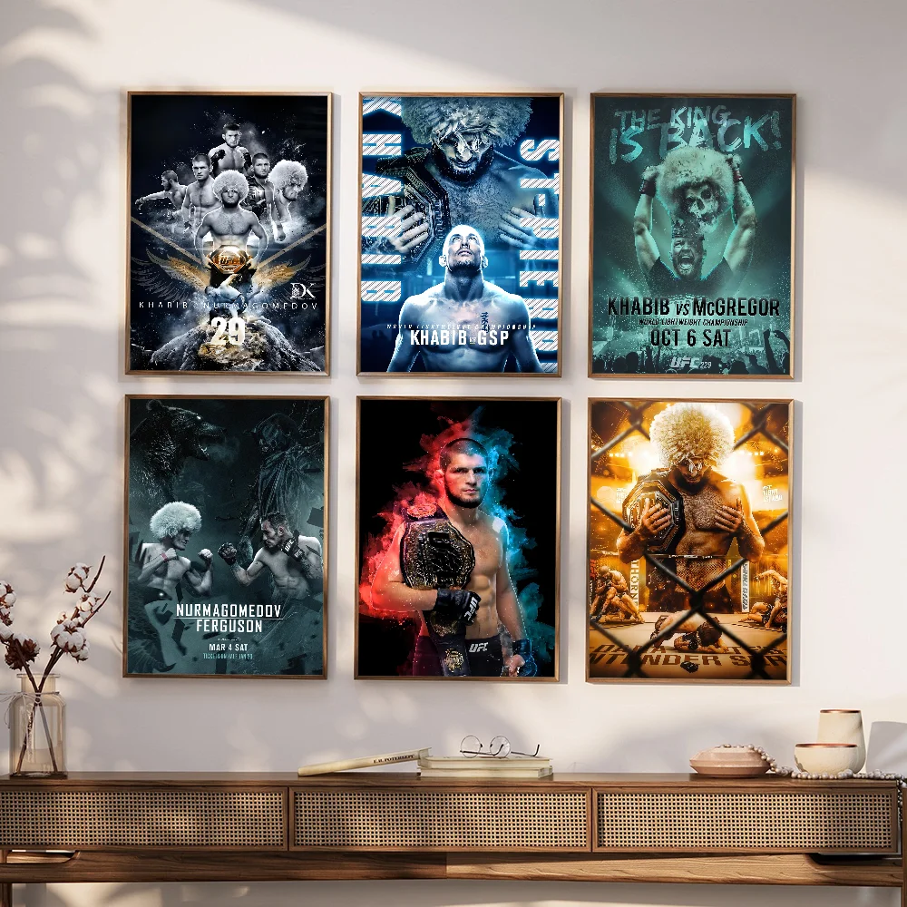 UFC Khabib Cool Whitepaper Poster HD Quality Poster Wall Art Painting Study Room Wall Decor