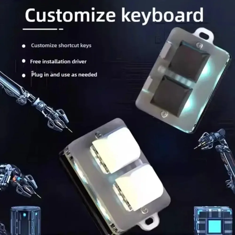 2 Keys Mini Mechanical keyboard Bluetooth Wireless Hot-swap RGB Custom Gaming Accessories Copy Paste Multi-Functional Keyboard