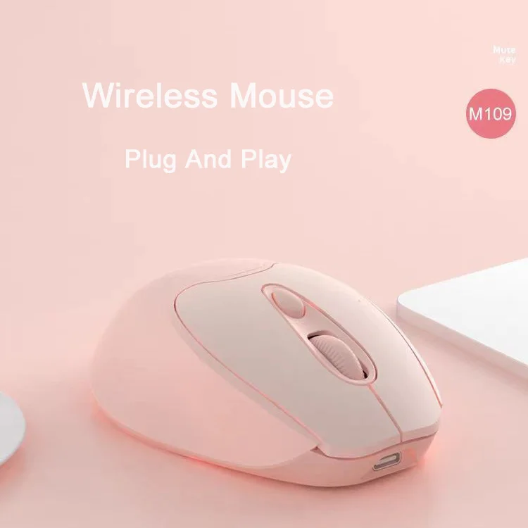 Wireless 2.4G Mouse Light Weight Portable Mute Button Ergonomics Design Plug And Play DPI Adjustable Office Use For Girl Gift