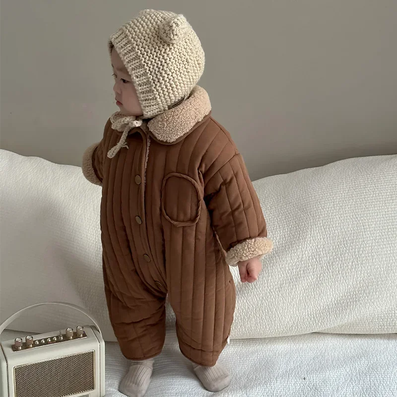 

Double Sided Baby Winter Romper Plush One-Piece Clothes Kids Jumpsuit for Boys Girls Korean Toddler Infant Outfit 0-24M