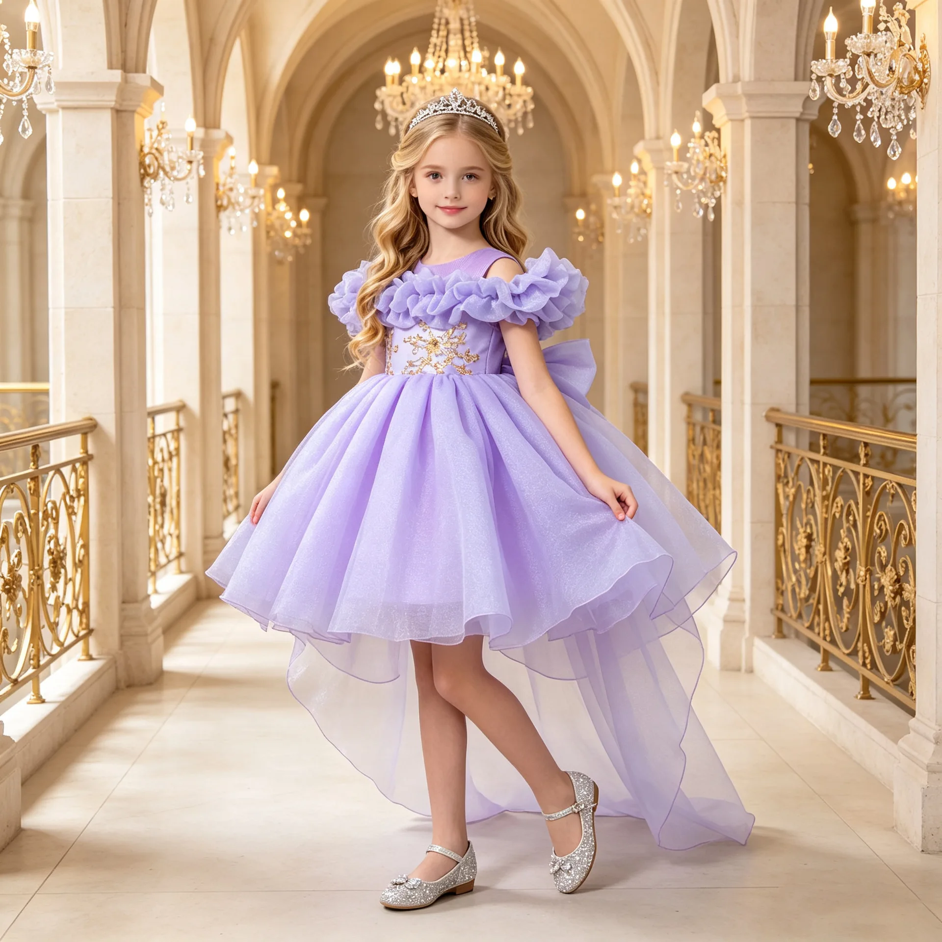 HETISO Kids Girl Graduation Ceremony Trailing Dress Embroidery Children's Princess Wedding Prom Gown 2-10 Years