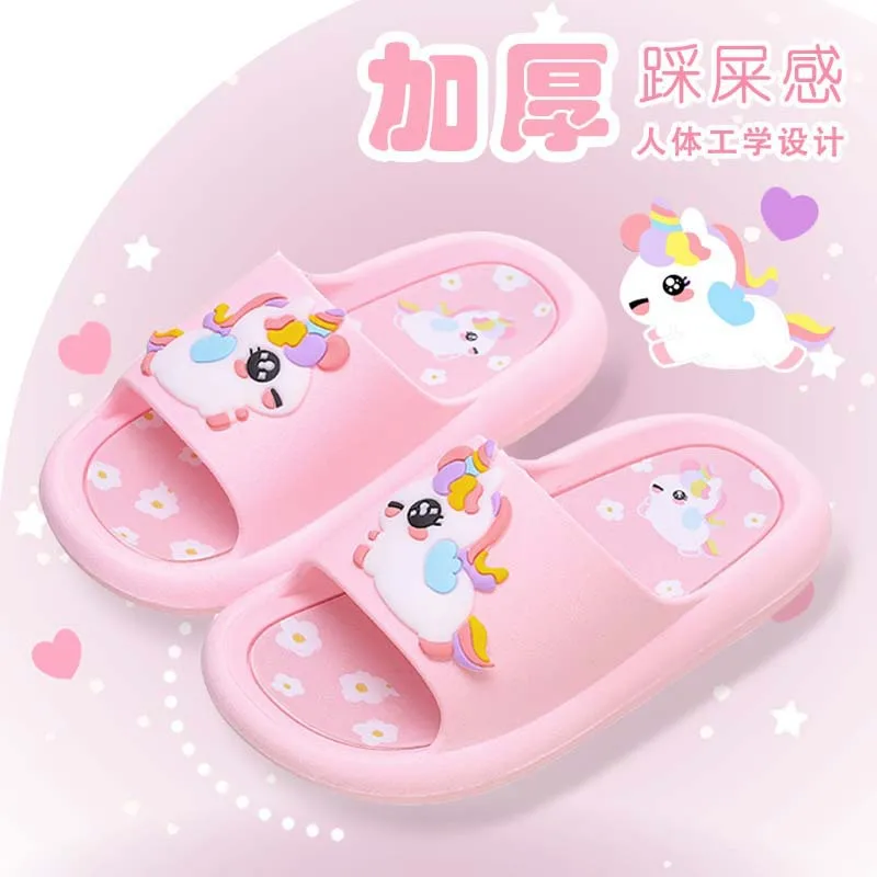 

Милые детские тапочки с изображением Пегаса, нескользящие тапочки для малышей, домашние тапочки для девочек, мягкие и удобные детские тапочки для ванной, милые мультяшные тапочки