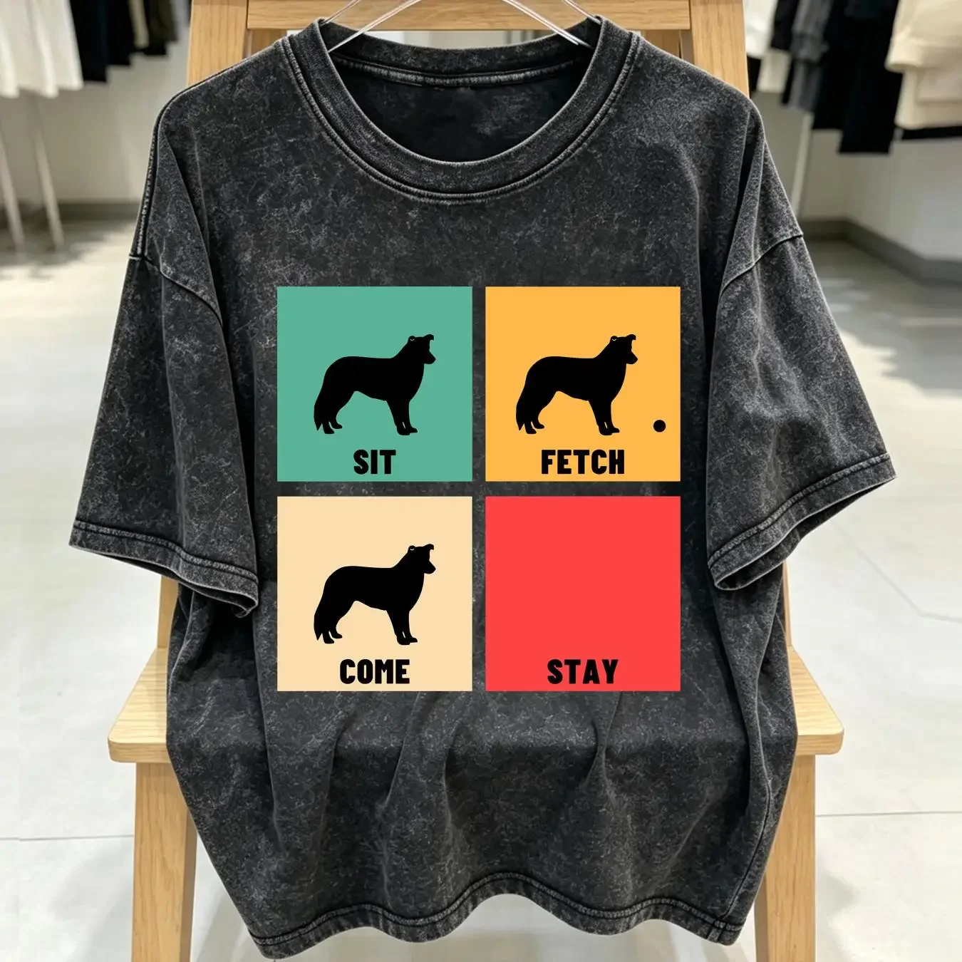 washed T Shirt Border Collie s For Dog Lovers Mom SweaT Owner Walker Sweater long or short sleeves vintage Washed graphic