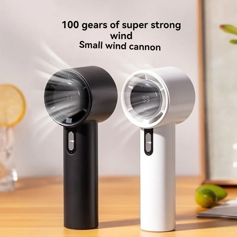 2025 New Handheld High-speed Fan USB Charge Mini Portable 100 Speed Turbo Violent Small Outdoor Powerful Fan 3000mAh Battery