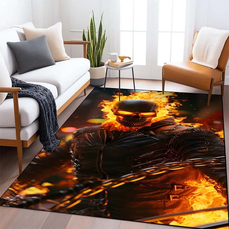 Classic G-Ghost Rider Pattern Living Room Bedroom Carpet Bedside Bathroom Floor Mat 15 Sizes Custon Pattern Area Rug Home Decor