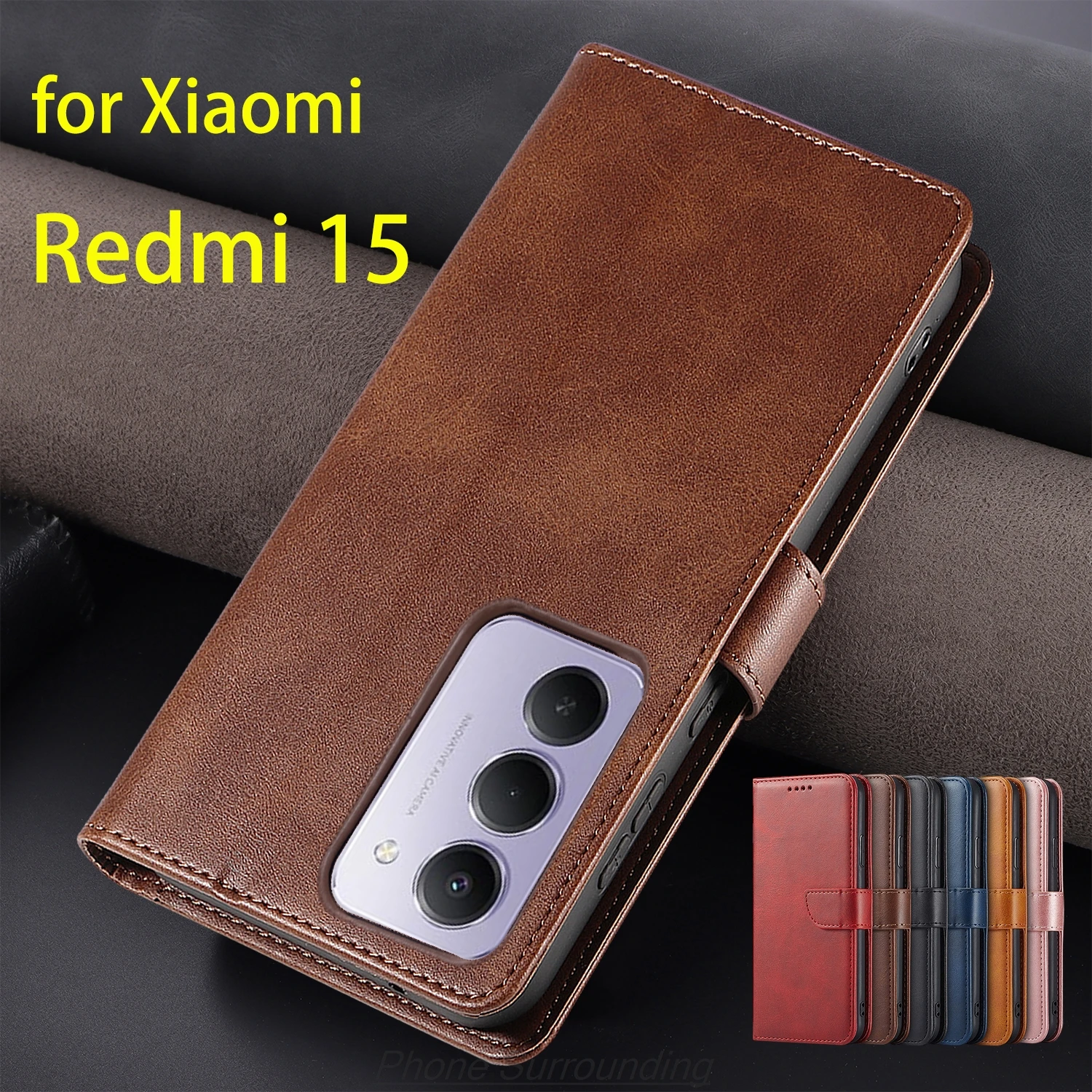 

Wallet Flip Cover Leather Case for Xiaomi Redmi 15 4G 5G EUR Redmi15 169mm 171mm Pu Leather Bags protective Holster Fundas Coque