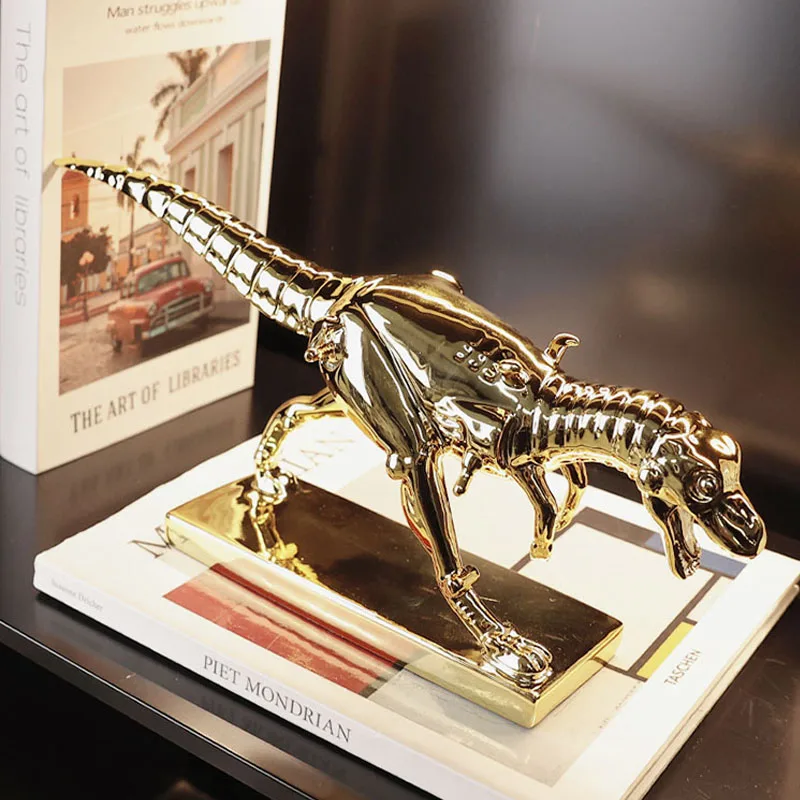 Modern Electroplated Gold Silver Creative Tyrannosaurus Rex Ornament Home Accessories Children'S Room Tabletop Art Ornament