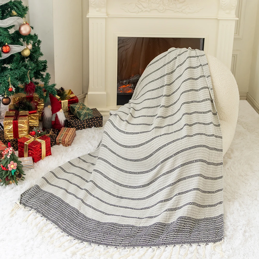 1 قطعة بطانية قطن تركية ناعمة ومريحة أريكة عكسها بطانية مريحة للغاية مكتب قيلولة أريكة بطانية بطانية خفيفة الوزن #4