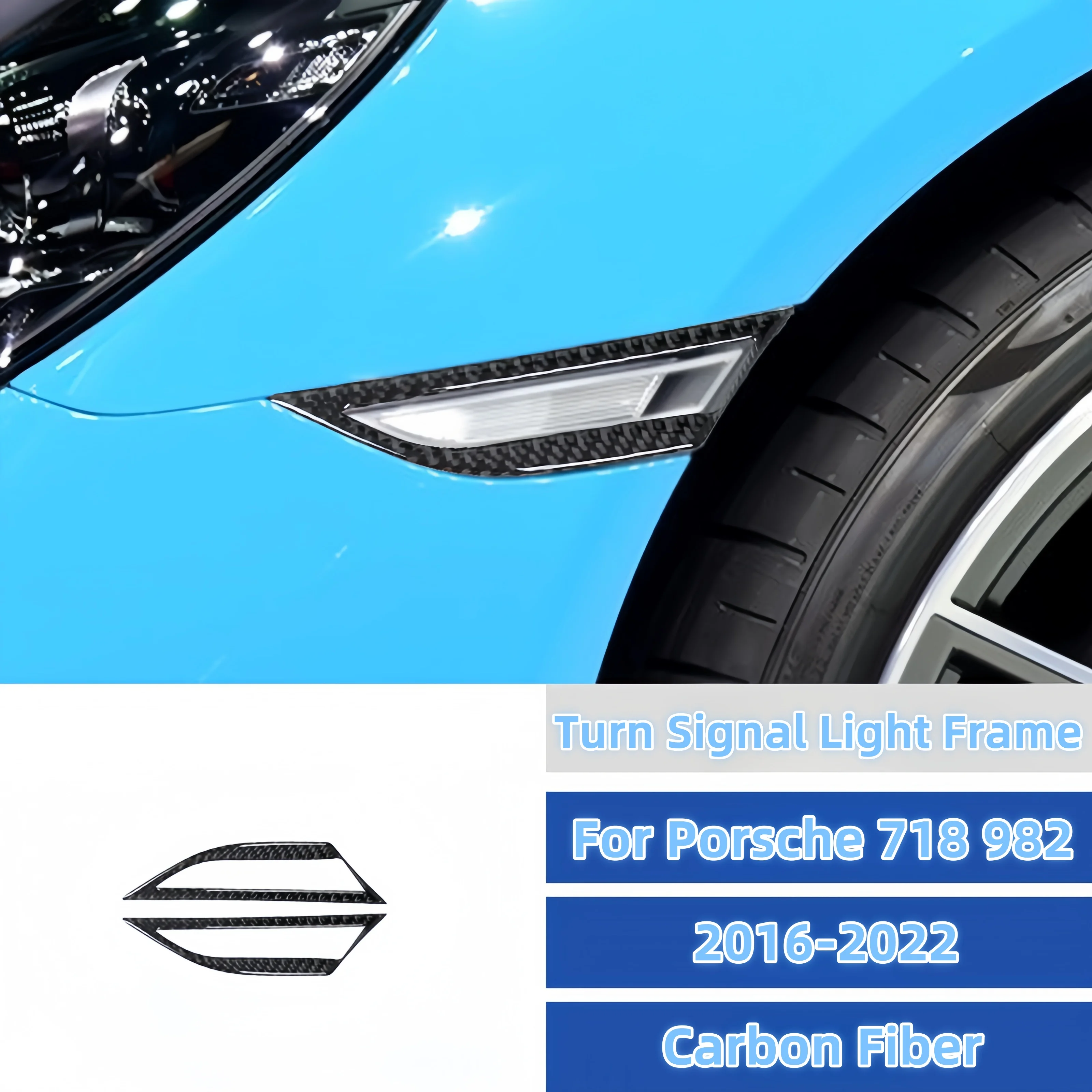 

For Porsche 718 982 Boxster Cayman 2016-22 Carbon Fiber Car Turn Signal Frame Trim Cover Decorative Sticker EXterior Accessories