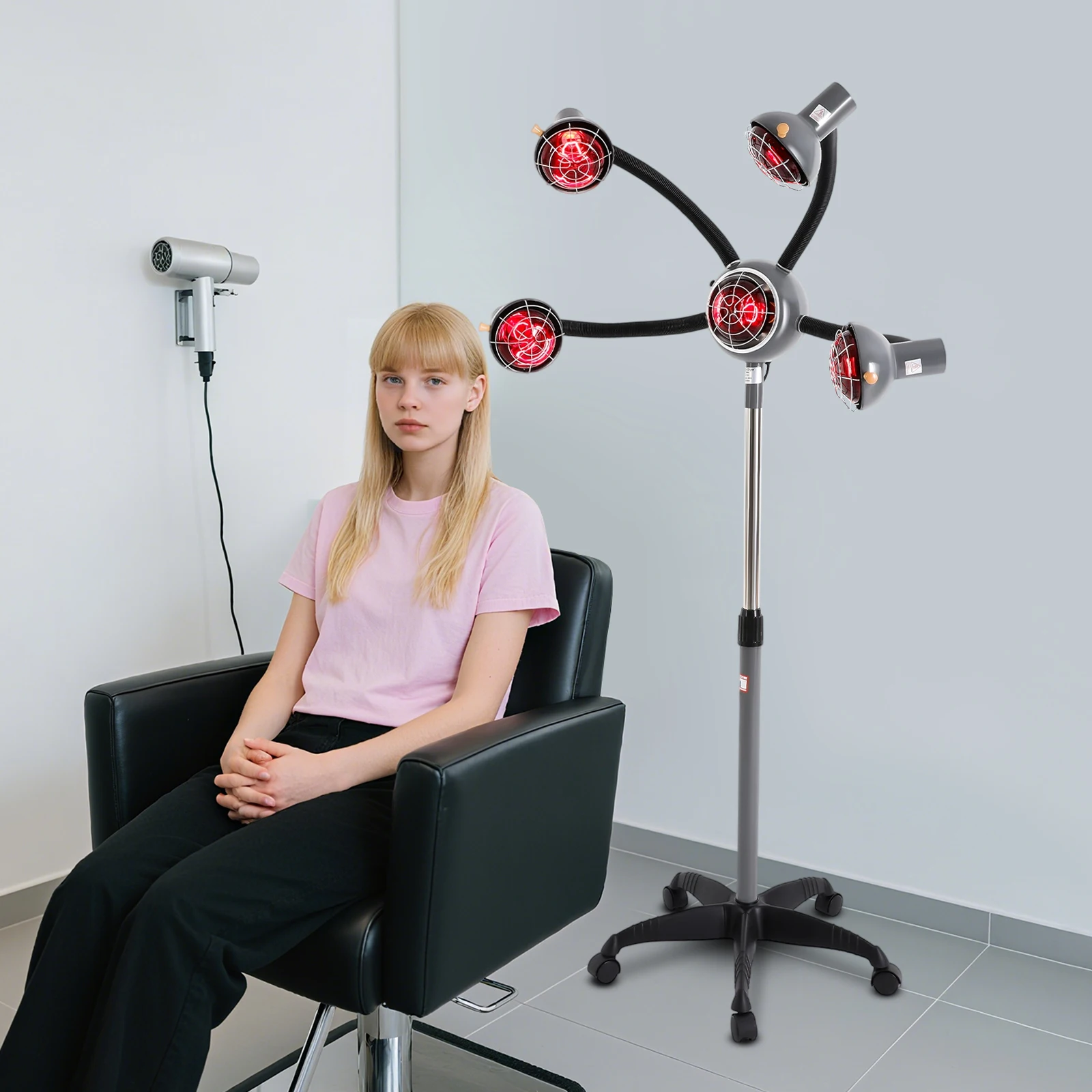 

Салонный отпариватель для волос с 5 головками, 750 Вт, инфракрасное инфракрасное оборудование для ухода за волосами, регулируемая высота, нагревательная крышка для волос для салона красоты, парикмахера