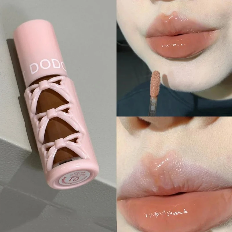 New Bowknot Mirror Lip Gloss Moisturizing Lip Tint Long Lasting Waterproof Lipstick Women Girls Lips Cosmetics 2024 Makeup