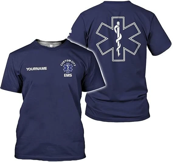 Paramedic Emergency Medical Technician Custom EMS EMT T-Shirts Short Sleeve Casual 100% Cotton T Shirt
