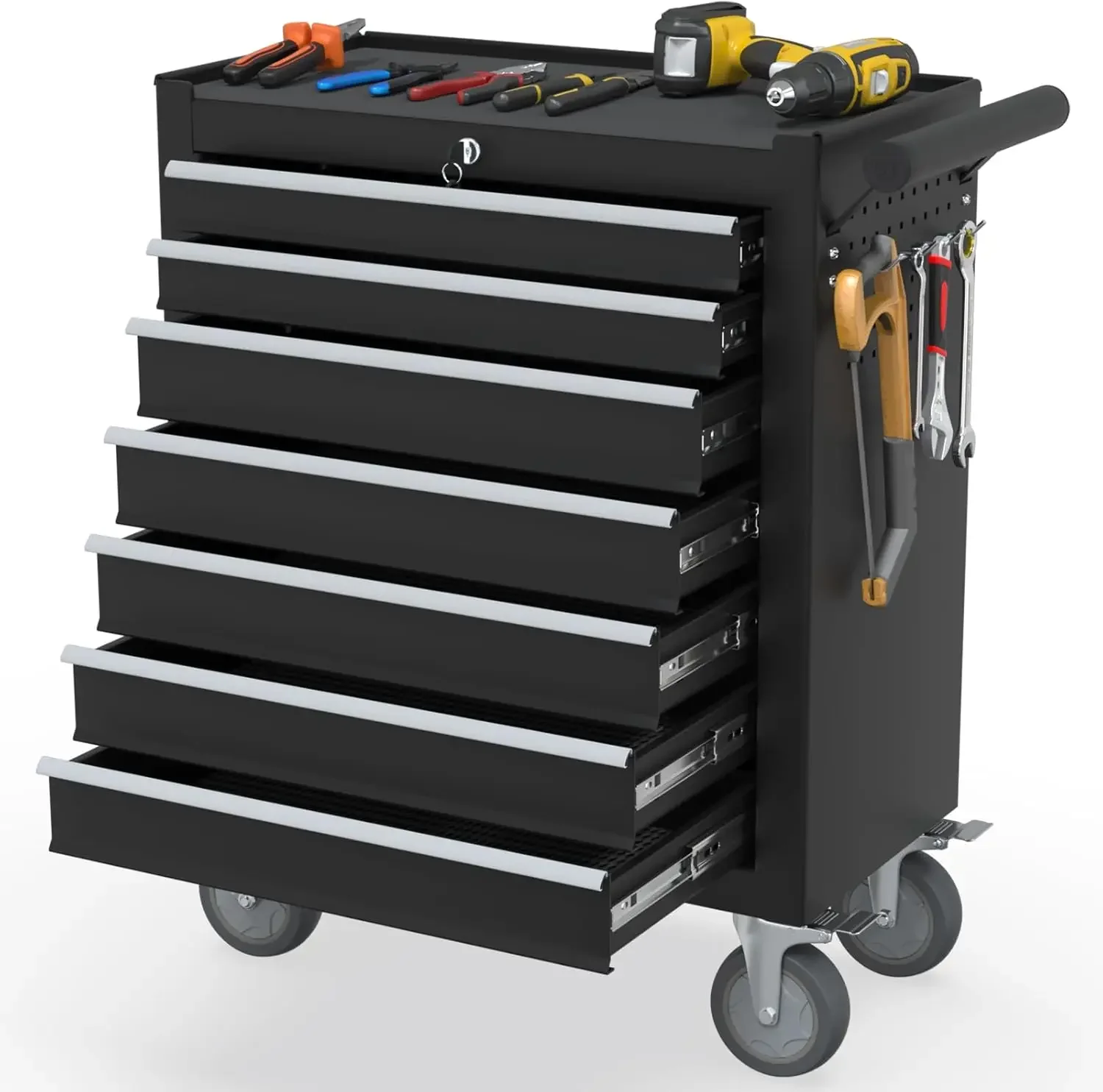 Rolling Tool Chest, Organizer Portable Storage Tool Box with Wheels, Tool Chests & Cabinets for Garage, Warehouse, Workshop, Rep