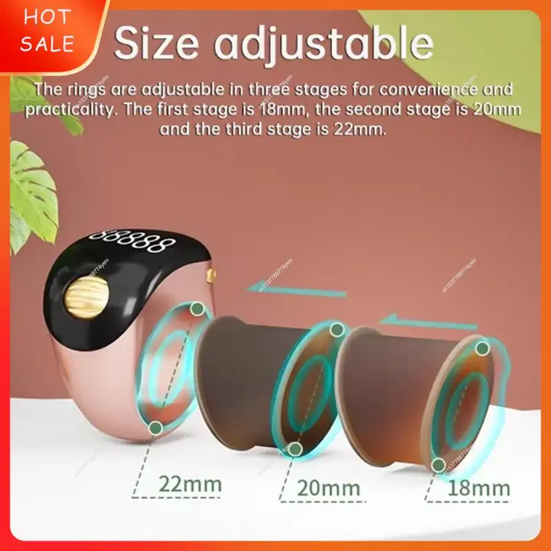 Adjustable OLED Screen Portable Ring Type Ball Finger Counter Type C Rechargeable Mini Counter Featuring Battery Display Black A