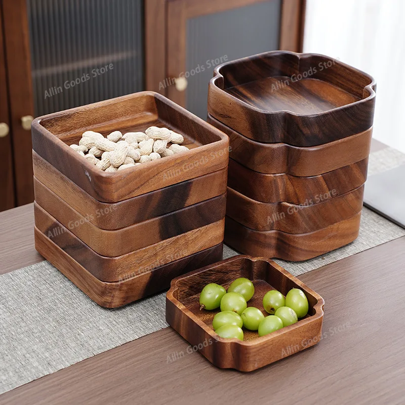 Walnut Nut Tray Tabletop Solid Wood Snacks Dried Fruit Snack Tray New Japanese Snacks Fruit Plate Snacks