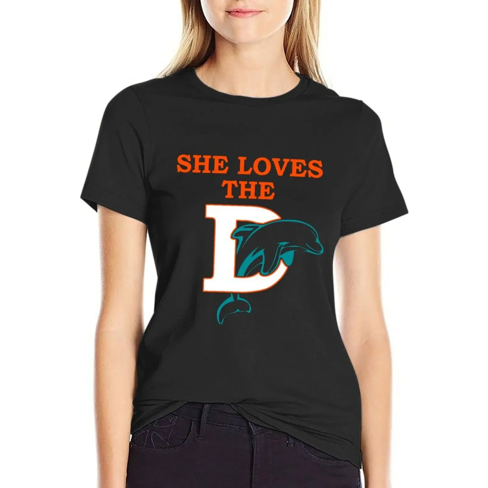 

Funny She Loves The Miami D Pro Football T-Shirt heavyweights customs design your own plus size tops graphics Woman T-shirts