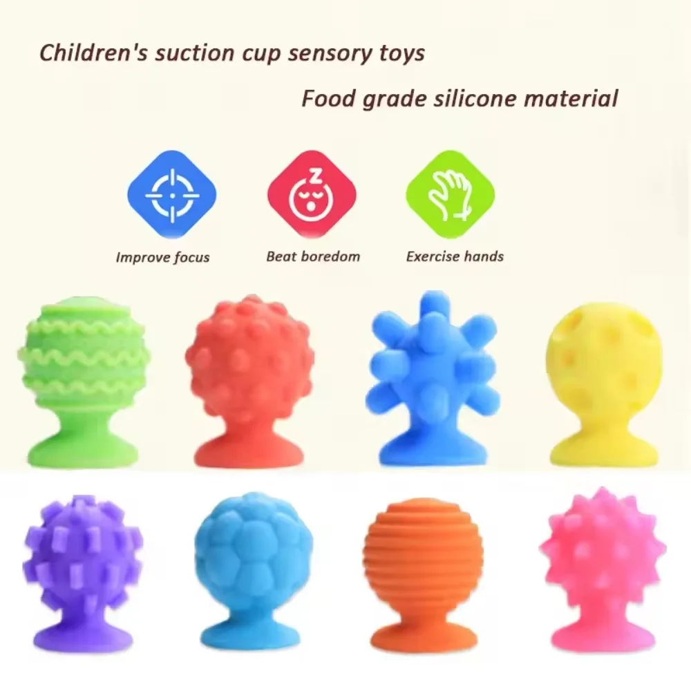 Textured Soft Worry Stone Fidget Toy Relaxing Silicone Children Sensory Stone No Noise Creative Silicone Suction Cup Toy Kids
