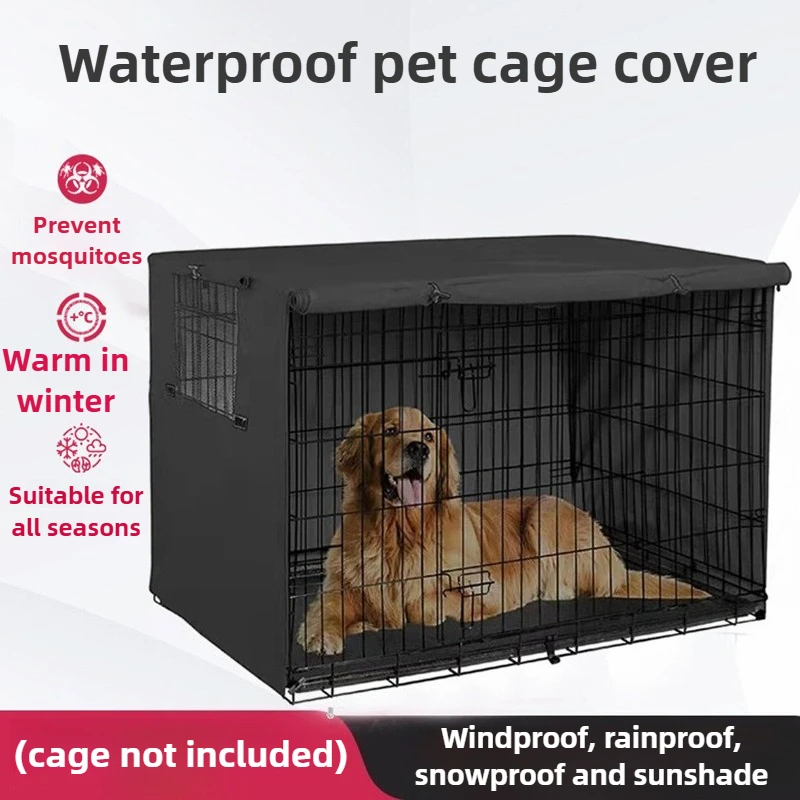 

Уличный водонепроницаемый чехол для клетки для питомника для собак, ветрозащитная ткань Оксфорд, чехлы для питомников для больших собак, портативные складные солнцезащитные принадлежности для домашних животных