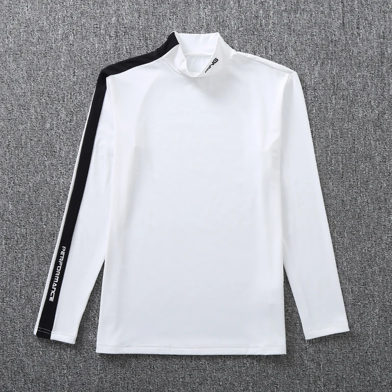 Men's golf autumn and winter sports T-shirt with slim golf half-turtleneck bottoming shirt in thin velvet