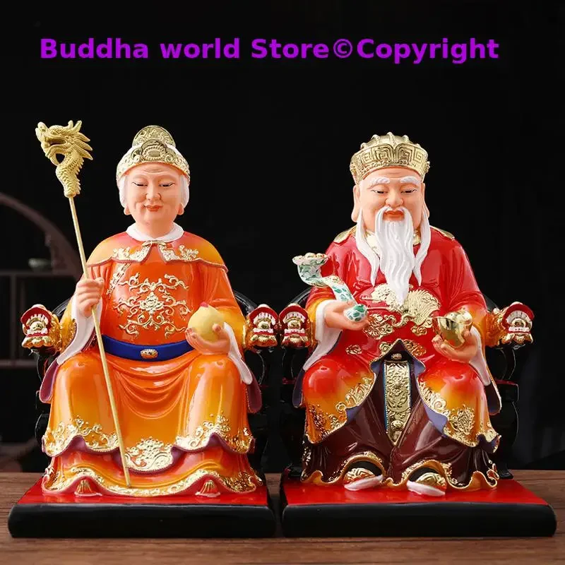 GOOD 2PCS Asia HOME SHOP Patron saint TU DI GONG TUDI PO COLOR God buddha efficacious bless safety health good luck statue large