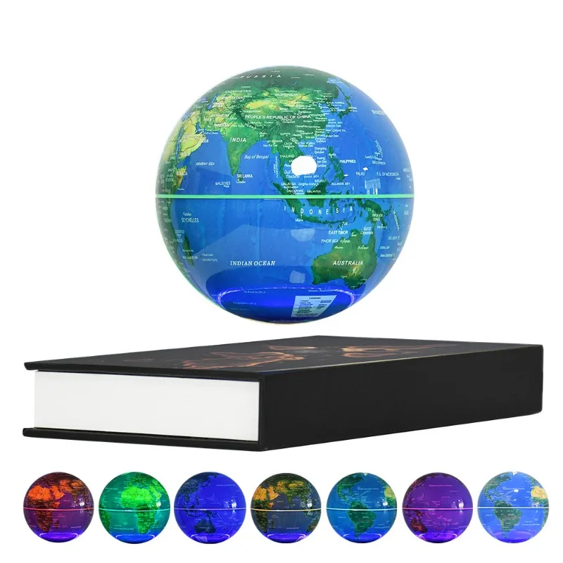 

8.5CM Floating Globe Light Levitating Rotating World Map Book Base Home Office Desk Birthday Festival Gift for Boy Girl Students