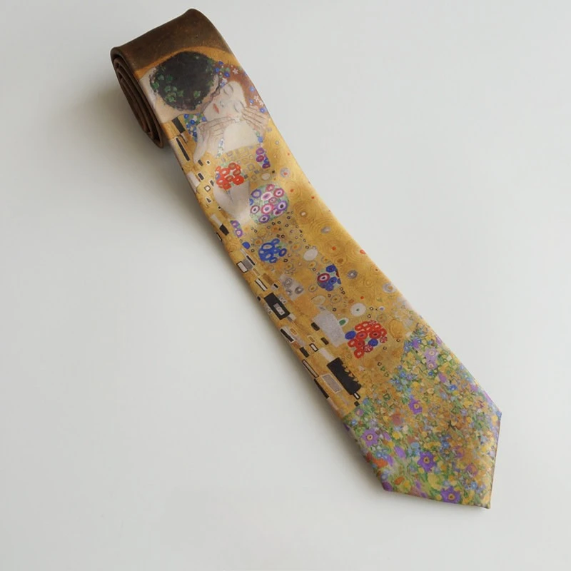 

Галстук для вечеринок с принтом в стиле масляной живописи, ретро-галстук в литературном стиле для мужчин и женщин