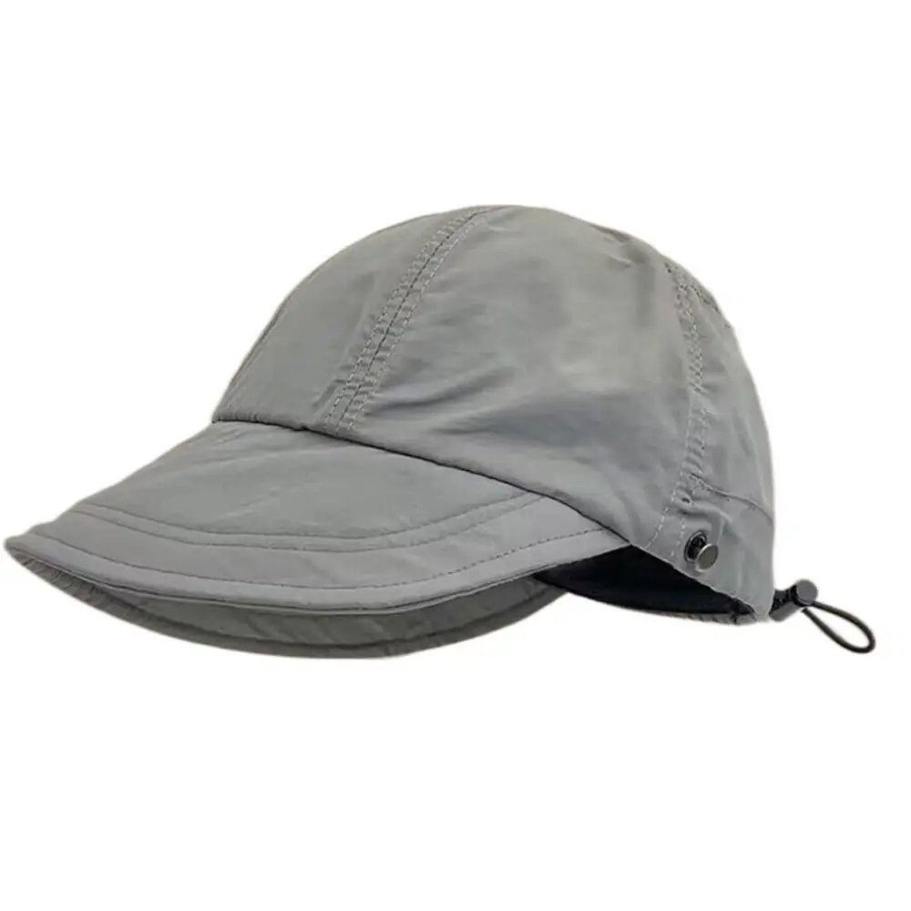 

Summer Wide Brim Sun Hat Ponytail Foldable Beach Caps Adjustable Drawstring Quick-drying Visors Men Women