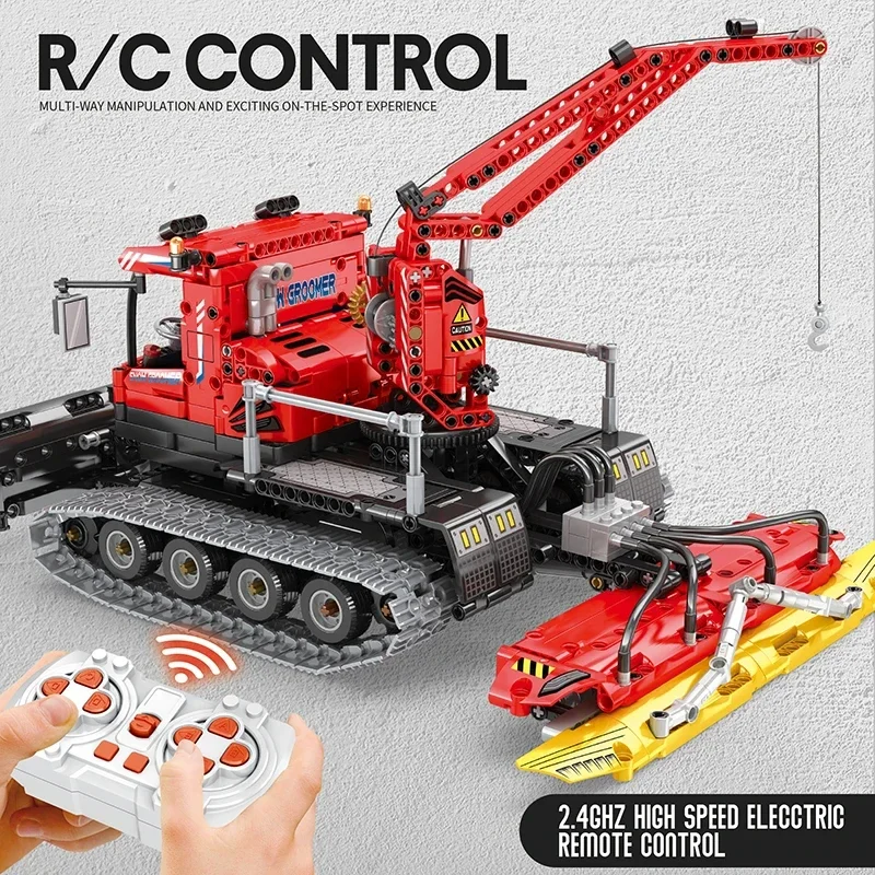 Controle remoto Snow Groomer Building Blocks, Technical Electric RC Car, Engineering Crane, Model Bricks, Brinquedos para Crianças, Presentes, 1100Pcs