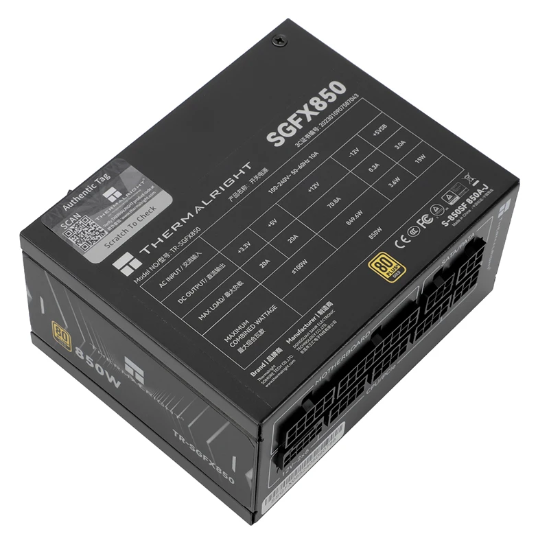 써멀라이트 SGFX850 골드 풀 모듈 SFX 850W 파워 서플라이 850W SATA 출력 데스크탑 서버 컴퓨터용 재고 있음 썸네일 3
