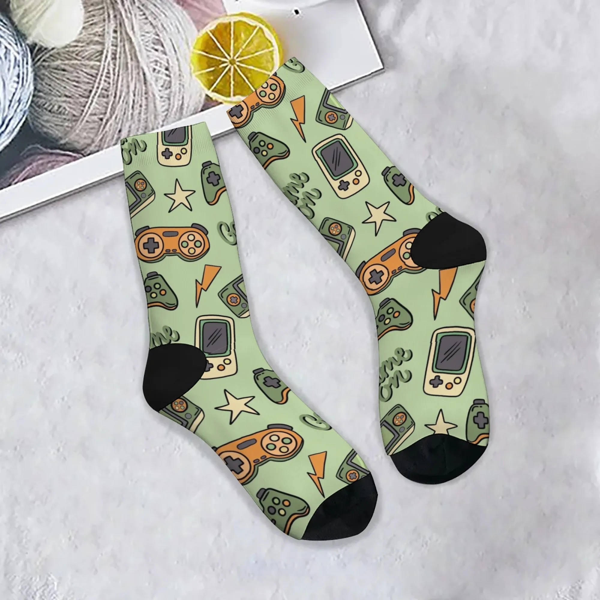 Calcetines Retro con Diseño de Control de Videojuegos, Suaves, Cómodos, Amigables con la Piel, Calcetines para Hombre, Deportes al Aire Libre, Fitness, Estilo Urbano