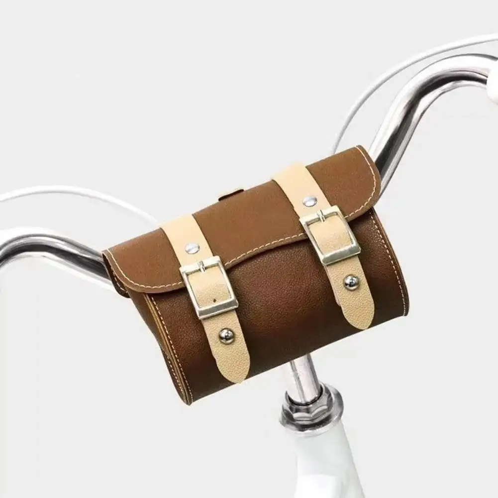 Bicycle Bag with Eva Hard Vintage Faux Leather Bicycle Bag Waterproof Capacity Mtb Frame Pouch Universal Road Mountain Bike