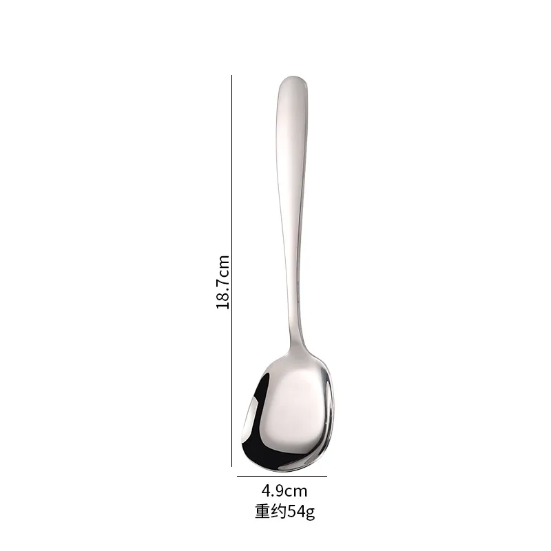 High-quality stainless steel thickened Korean square head spoon, flat bottom spoon, children's eating   factory direct sales