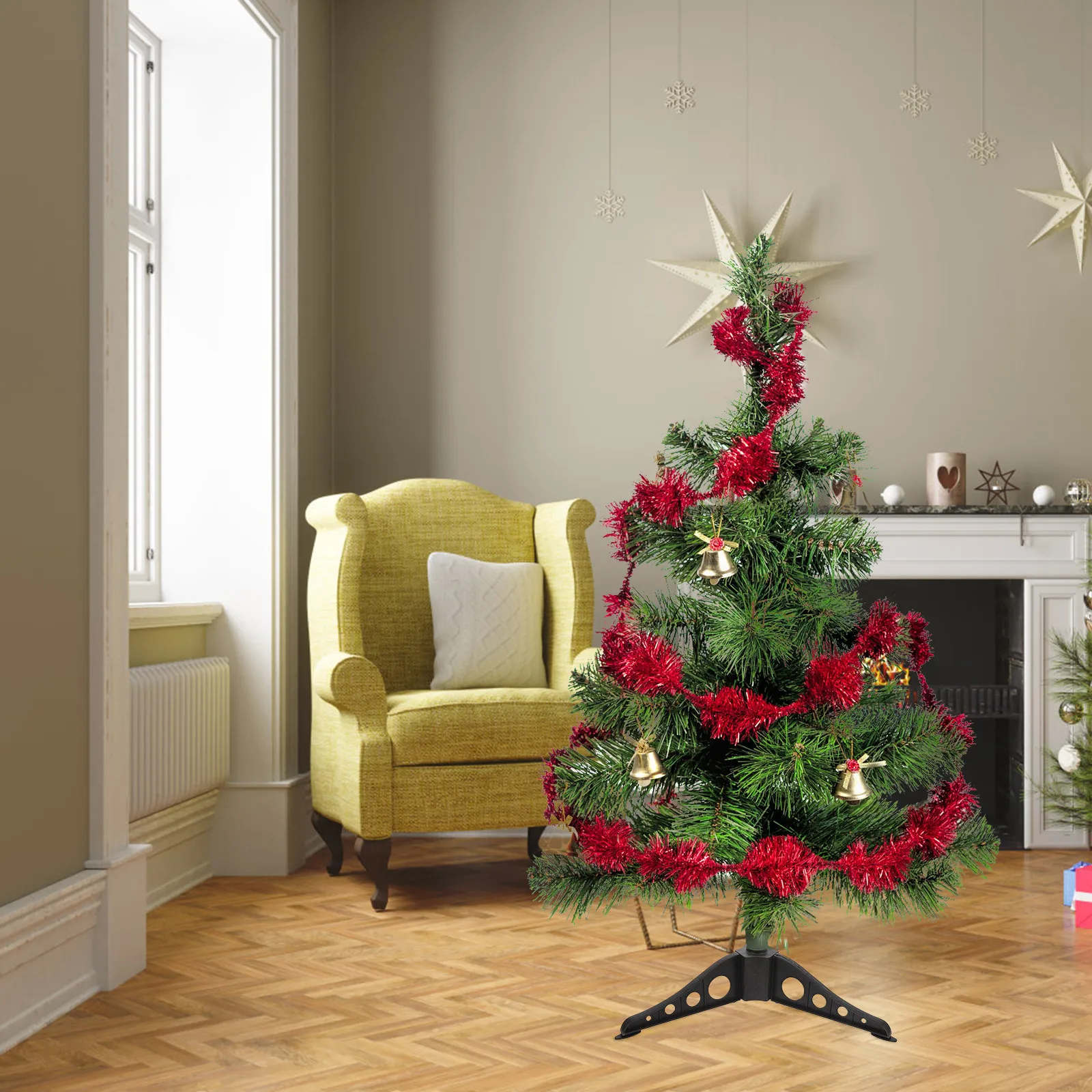 

4pcs Christmas Tree Base Holder Sturdy Abs Plastic Stand For Artificial Xmas Tree Home Holiday Decor Supplies Bracket Rack