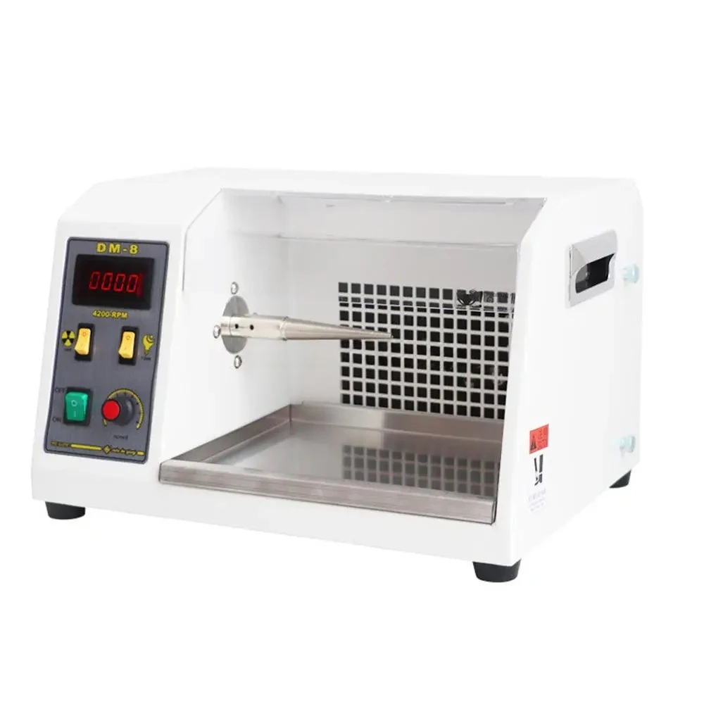 DM-8 Bench Dust Collecting Polishing Machine with Acrylic Shield Stepless Speed 370W 4300RPM for Jewelry Workshop