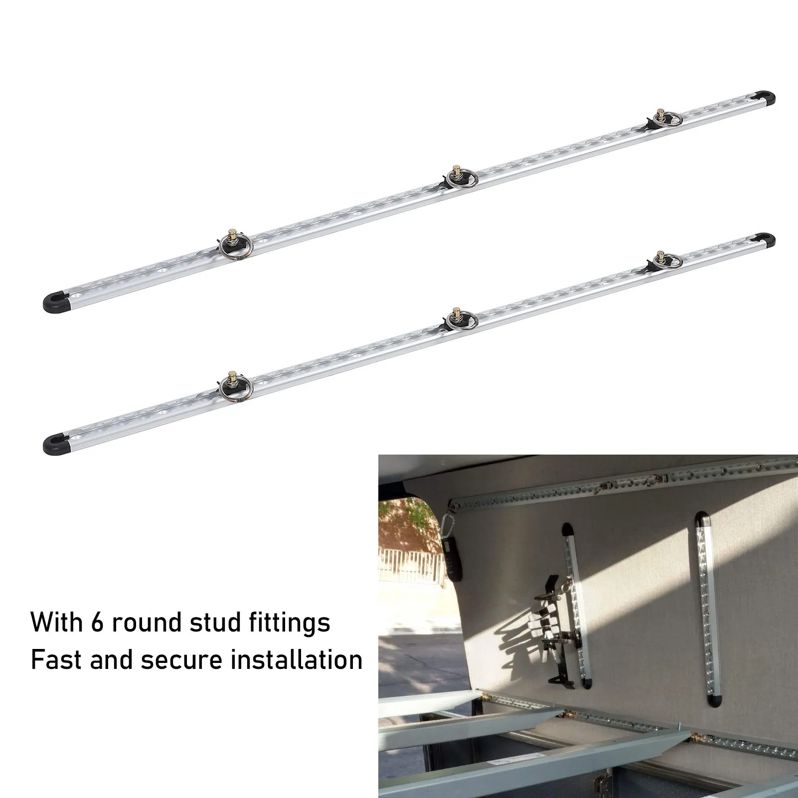 Luchtvaartrail 1 paar aluminium L-rail 100 cm ladingbeveiliging sjrail L-rail vastsjersysteemkit met ronde noppen