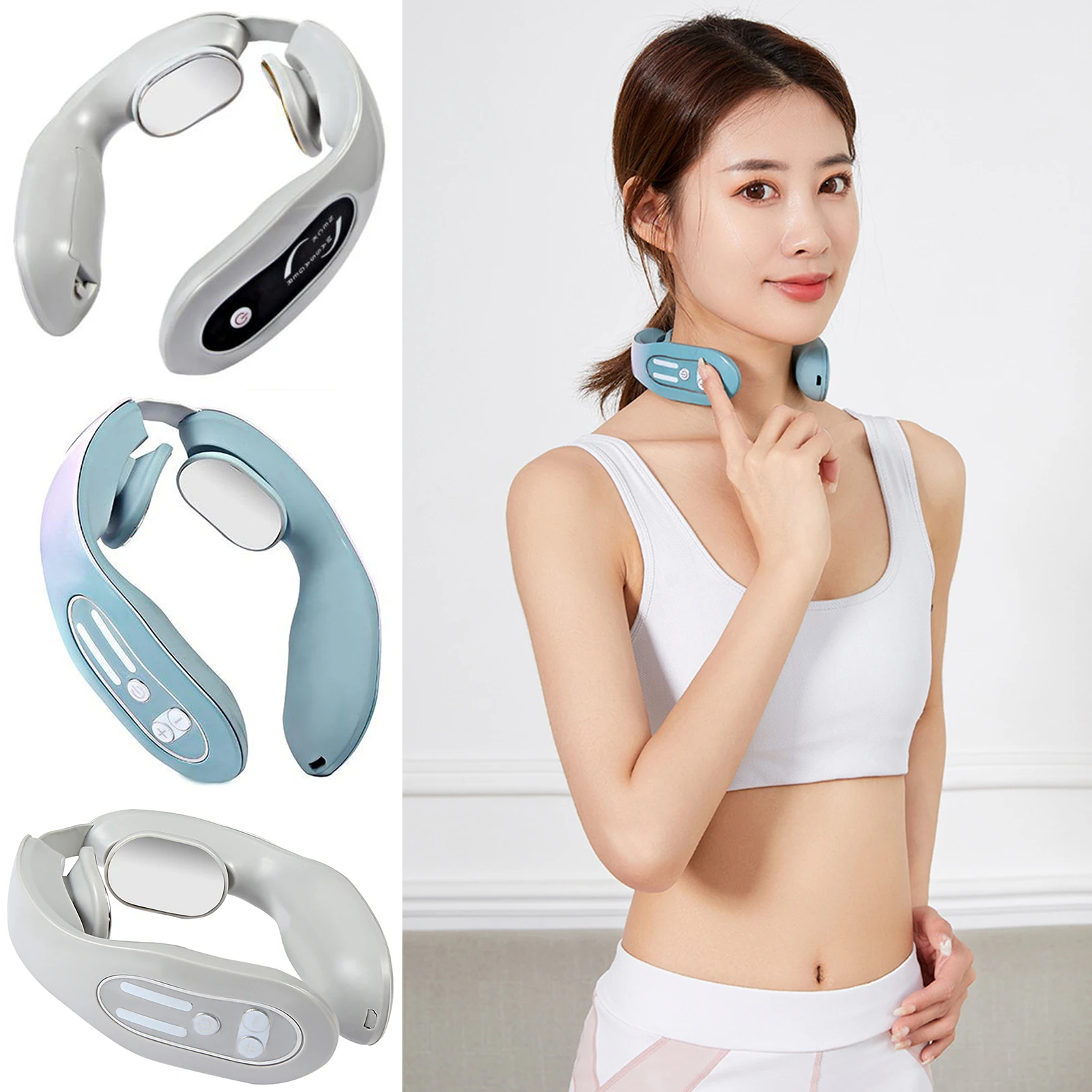 

EMS-Neck Acupoints Lymphvity Massager Устройство Интеллектуальный массажер для шеи с подогревом для шеи и плеч